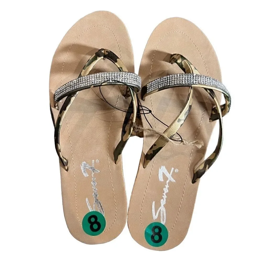 Seven 7 sandals Carmel gold camouflage rhinestones size 8